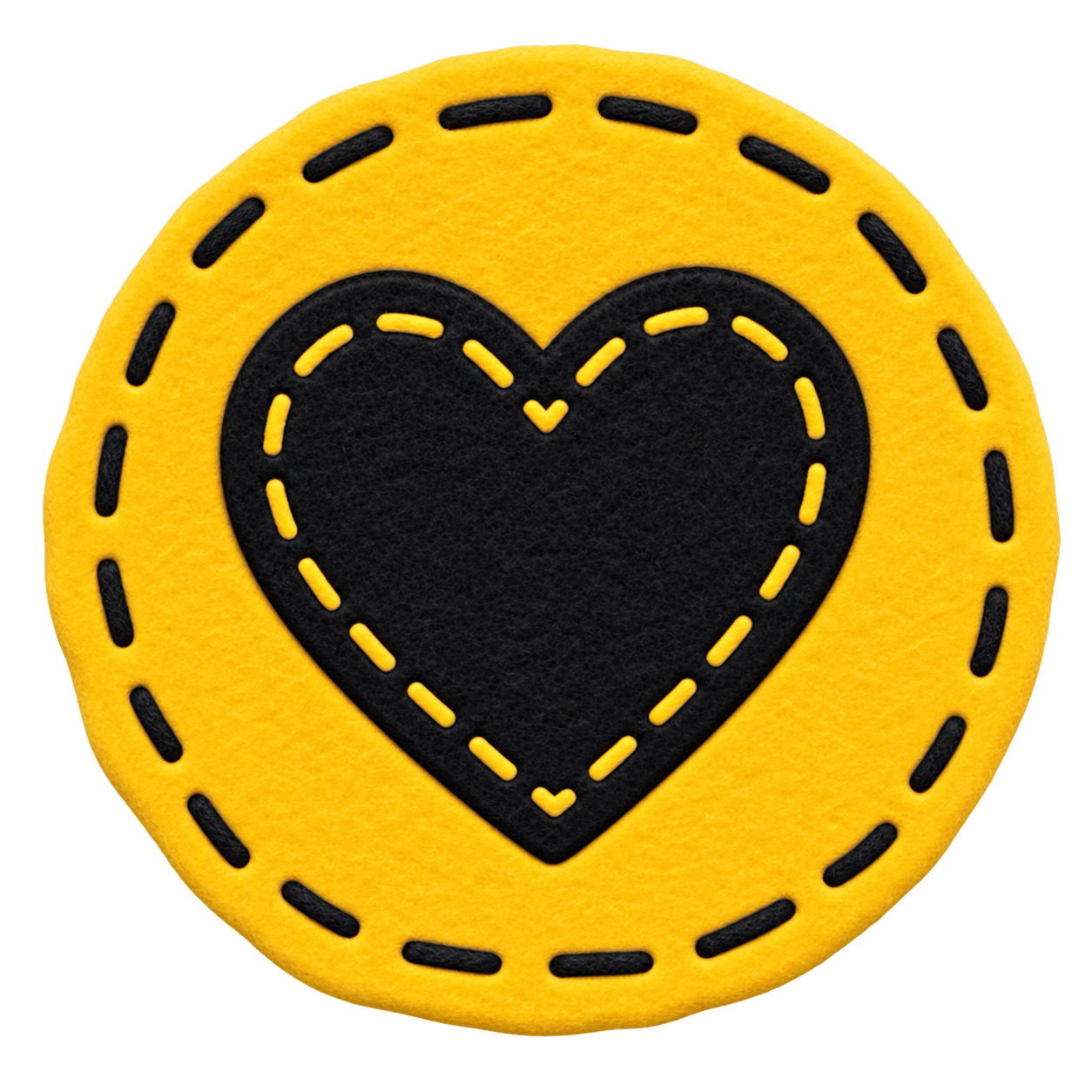 Round patch · light: imperfect circular felt patch with stitched heart